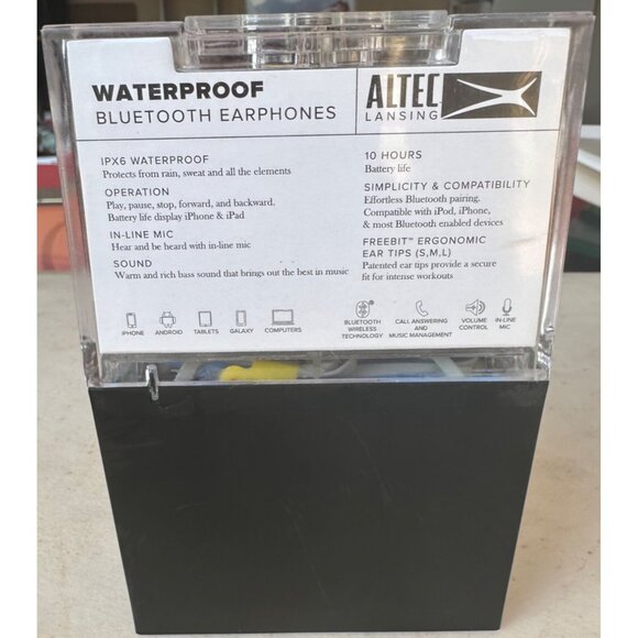 Altec Lansing IPX6 Waterproof Bluetooth Wireless Earphones Blue #MZW101 (NEW) - Picture 5 of 5